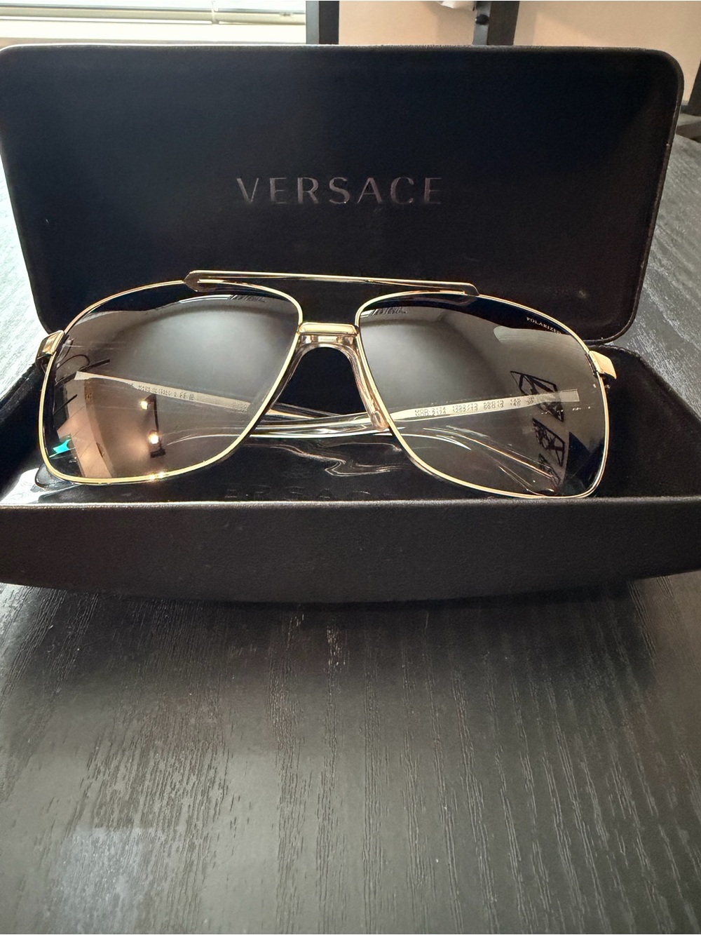 Versace Gold Frame Sunglasses with Gradient Smoke Lenses